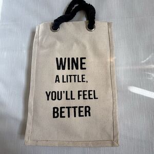 Wine A Little You’ll Feel Better Large Jute Cotton 4 Bottle Carrying Bag